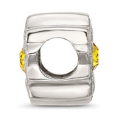 Sterling Silver Brushed And Polished Yellow Crystal Bead